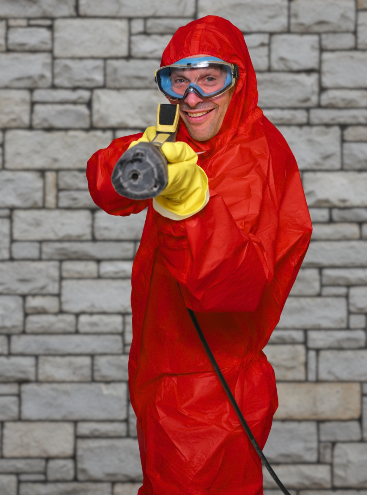 Mitarbeiter von Gebäudereinigung CityCleaner Gelsenkirchen mit Hochdruckreiniger